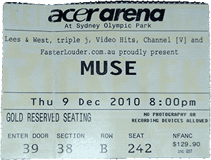 Muse Concert Ticket